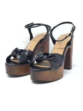 Journee Lorrica Black Knotted Platform Sandals Tru Comfort 9M